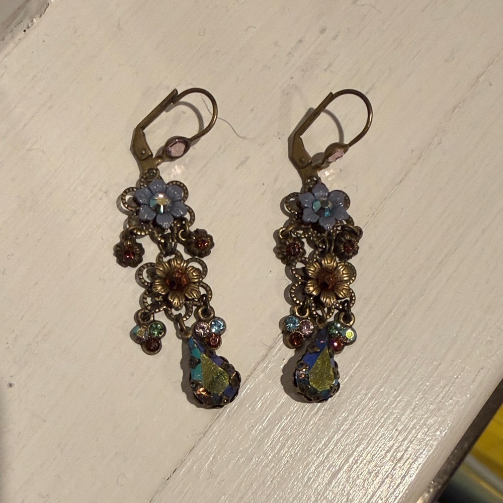Michal Negrin Floral Multicolor Dangle Earrings